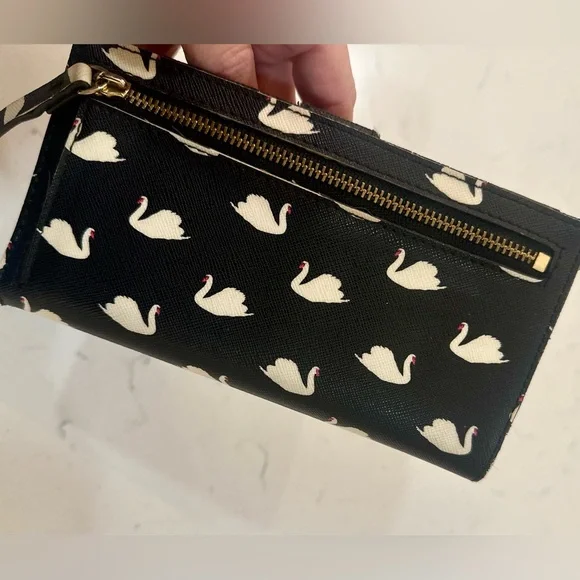 Kate Spade Black Wallet with Swan Design - Picture 4 of 9